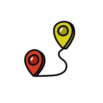 Map pointer doodle icon, vector color illustration Stock Illustration