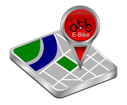 Map pointer with E-Bike - 3D illustration イラスト素材