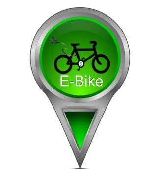 Map pointer with E-Bike 스톡 일러스트