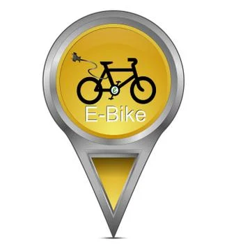 Map pointer with E-Bike Stock Illustration