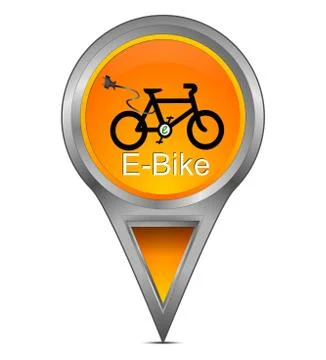 Map pointer with E-Bike Stock Illustration