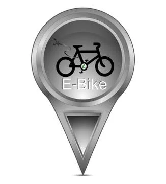 Map pointer with E-Bike Stock Illustration