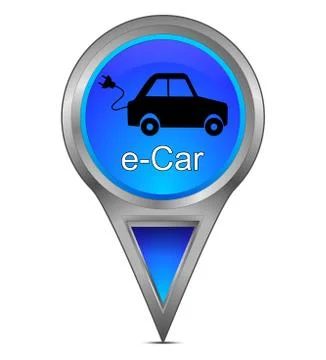 Map pointer with e-Car - 3d illustration Illustrazione stock