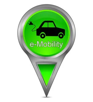 Map pointer with e-Mobility – 3d illustration Illustrazione stock