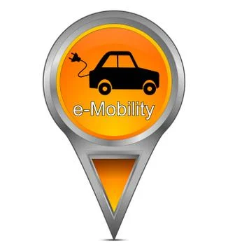 Map pointer with e-Mobility – 3d illustration Illustrazione stock