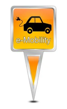 Map pointer with e-Mobility – 3d illustration Illustrazione stock