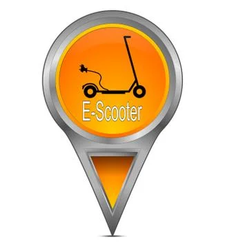 Map pointer with E-Scooter - illustration Stock Illustration