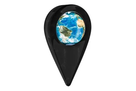 Map pointer with Earth Globe, 3D rendering Illustrazione stock