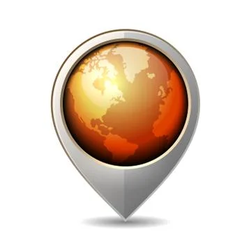 Map Pointer with Earth Globe Icon. Vector Stock Illustration