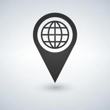 Map pointer with earth globe icon. Vector illustration. 스톡 일러스트