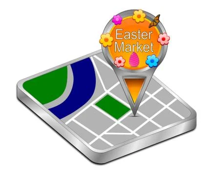 Map pointer with Easter Market – illustration Illustrazione stock