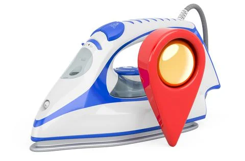 Map pointer with electric steam iron. 3D rendering イラスト素材