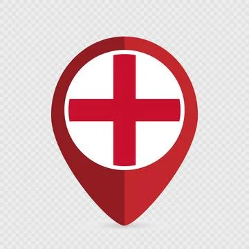 Map pointer with England flag inside. Vector illustration. Stock Illustration