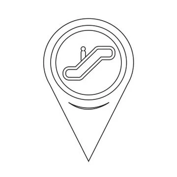 Map Pointer Escalator Icon Stock Illustration