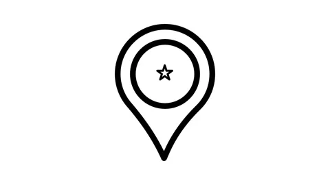 A map pointer featuring a star, highlighting a designated location on the map Stock Footage 335012370