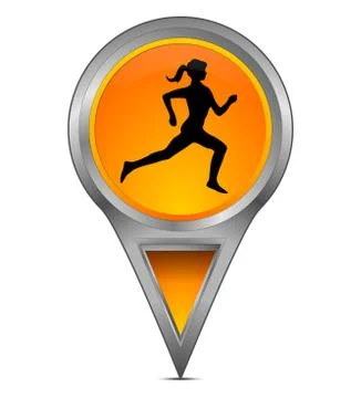 Map pointer with female jogger  – 3d illustration 库存插图