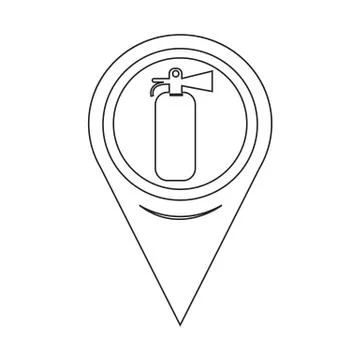 Map Pointer Fire Extinguisher Icon Stock Illustration