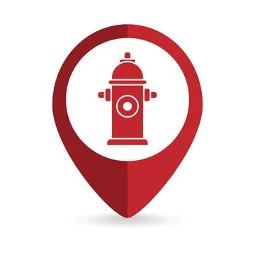 Map pointer with Fire hydrant icon. Vector illustration. Stock Illustration