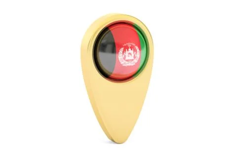 Map pointer with flag of Afghanistan, 3D rendering Illustrazione stock