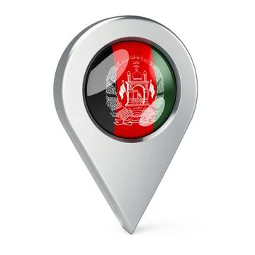 Map pointer with flag of Afghanistan, 3D rendering Illustrazione stock