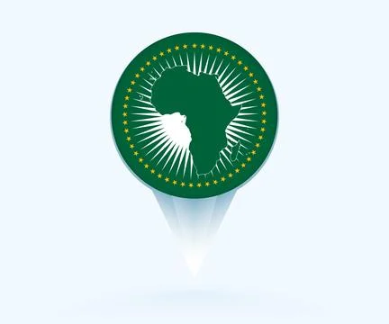 Map pointer with flag of African Union. Stock Illustration
