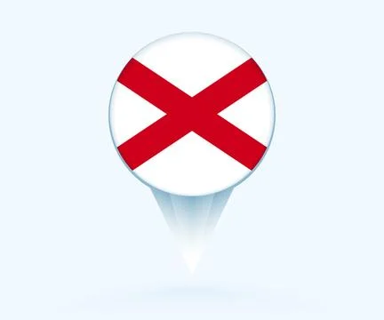 Map pointer with flag of Alabama. Stock Illustration