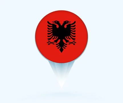 Map pointer with flag of Albania. Stock Illustration