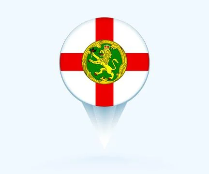Map pointer with flag of Alderney. Stock Illustration