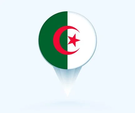 Map pointer with flag of Algeria. 스톡 일러스트
