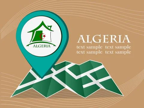Map with pointer flag Algeria vector illustration eps 10 스톡 일러스트
