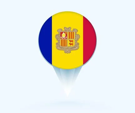 Map pointer with flag of Andorra. Stock Illustration