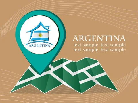 Map with pointer flag argentina vector illustration eps 10 Stock Illustration
