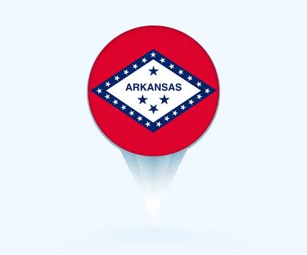Map pointer with flag of Arkansas. Stock Illustration