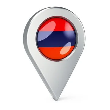 Map pointer with flag of Armenia, 3D rendering Stock Illustration