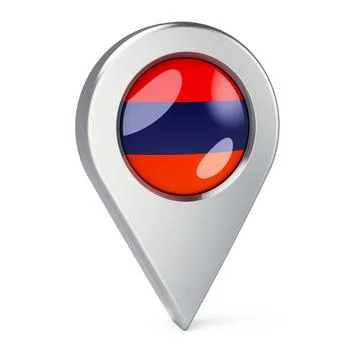 Map pointer with flag of Armenia, 3D rendering Map pointer with flag of Ar... Stock Photos
