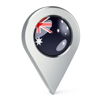 Map pointer with flag of Australia, 3D rendering Illustrazione stock
