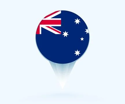 Map pointer with flag of Australia. Stock Illustration