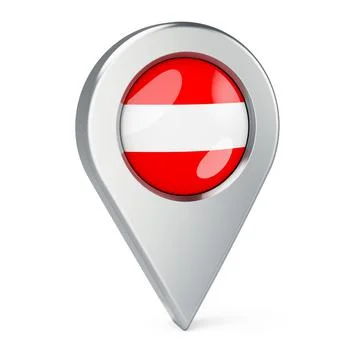 Map pointer with flag of Austria, 3D rendering 스톡 일러스트