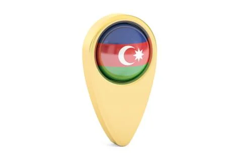 Map pointer with flag of Azerbaijan, 3D rendering Illustrazione stock