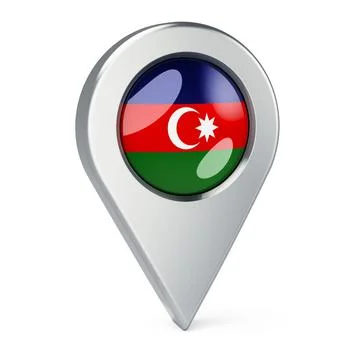 Map pointer with flag of Azerbaijan, 3D rendering Illustrazione stock