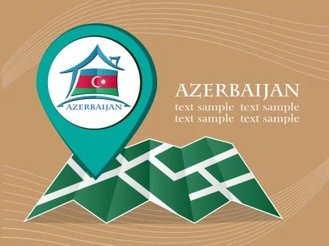 Map with pointer flag Azerbaijan vector illustration eps 10 Stock Illustration