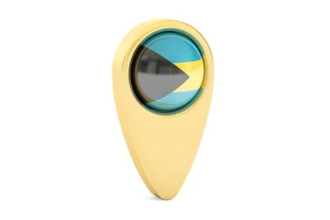 Map pointer with flag of Bahamas, 3D rendering Illustrazione stock