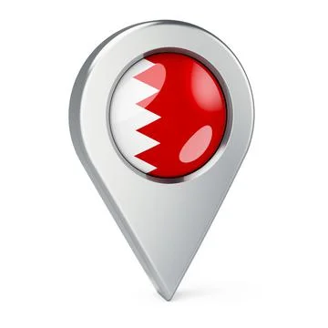 Map pointer with flag of Bahrain, 3D rendering Illustrazione stock
