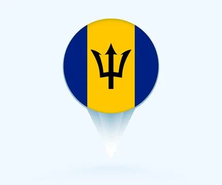 Map pointer with flag of Barbados. Stock Illustration