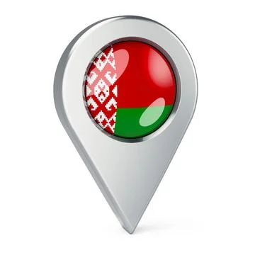Map pointer with flag of Belarus, 3D rendering Illustrazione stock