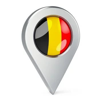 Map pointer with flag of Belgium, 3D rendering Stock Illustration