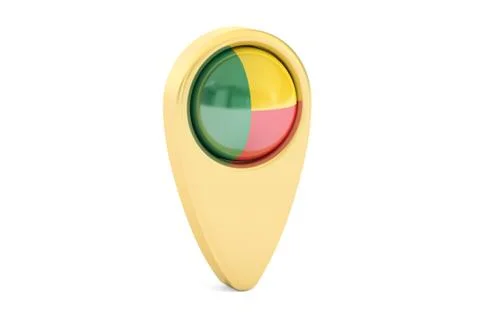 Map pointer with flag of Benin, 3D rendering Illustrazione stock