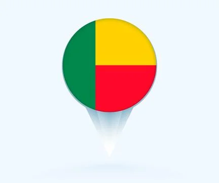 Map pointer with flag of Benin. Stock Illustration