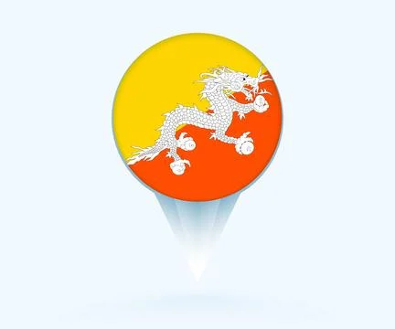 Map pointer with flag of Bhutan. Stock Illustration