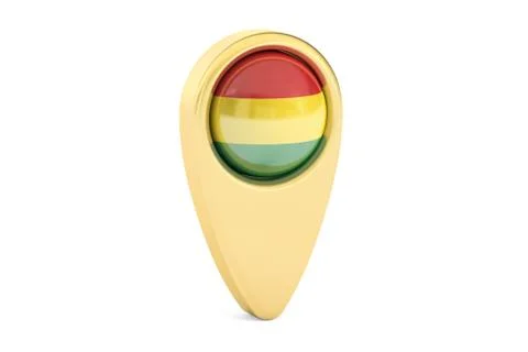Map pointer with flag of Bolivia, 3D rendering Illustrazione stock